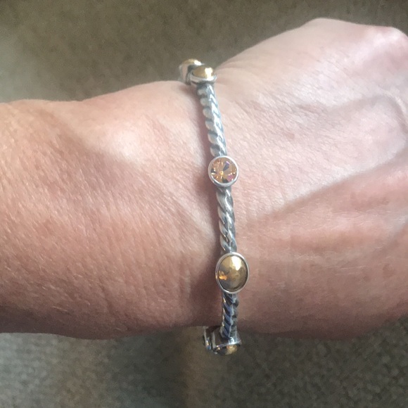 Brighton Bracelet. .Silver with amber color rhinestone and bead.  Perfect ! - Picture 5 of 5